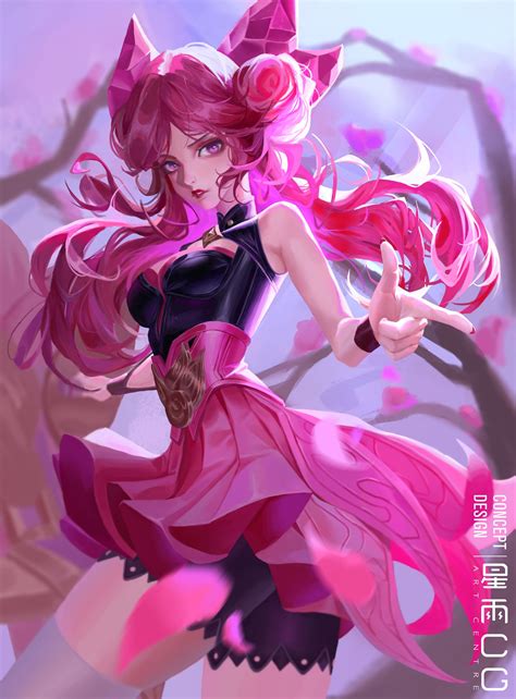 Artwork Long Hair Looking At Viewer Pink Hair Fantasy Art Pink Dress Asian Pink Eyes