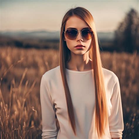 Cute Straight Ponytailed Girl With Sunglasses Beauty Landscape Portrait