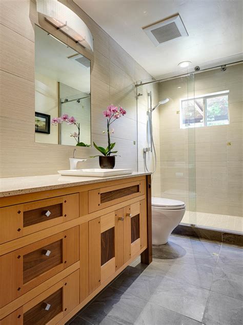 A japanese styled bathroom would seem incomplete without a traditional bath tub commonly referred to as ofuro, a deep tub made of wood, typically hinoki. Neutral Contemporary Asian Bathroom With Wood Vanity | HGTV