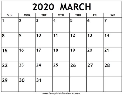 Free Printable Calendar March Month Calendar Printable