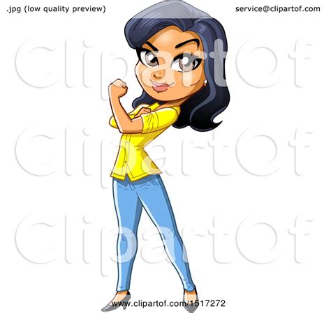 Clipart Of A Strong Independent Woman Flexing Her Bicep Royalty Free