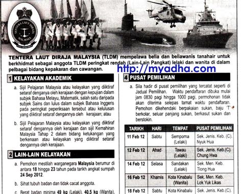 Jawatan kosong terkini tentera laut diraja malaysia. Pengambilan Tentera Laut Diraja Malaysia (TLDM) - Sabah ...