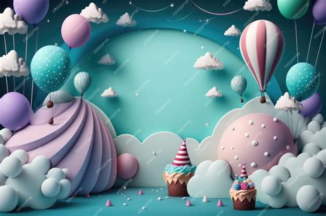 Premium Photo Birthday Background With Balloons Illustration Ai