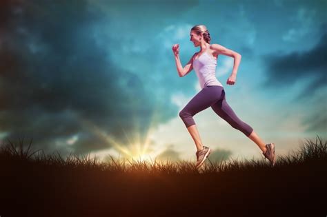 Premium Photo Composite Image Of Pretty Fit Blonde Jogging