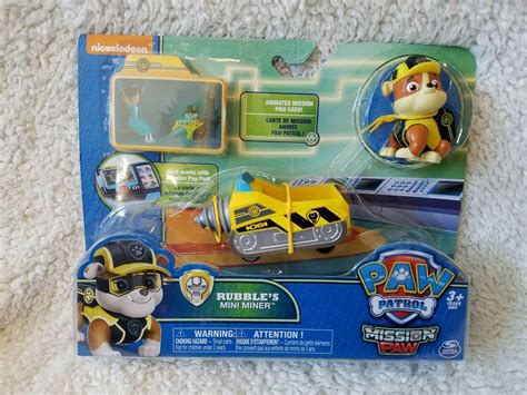 Paw Patrol Mission Paw Rubbles Mini Miner Figure Vehicle On Card Toy