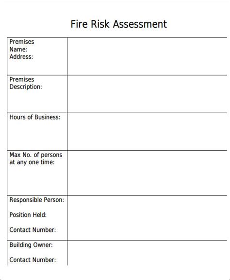 Sample Of Fire Risk Assessment