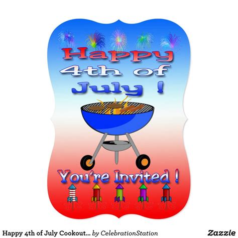 Happy 4th Of July Cookout Invitation Zazzle Greeting Card Storage