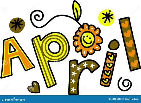 April Clip Art Illustration Stock - Image: 44885280