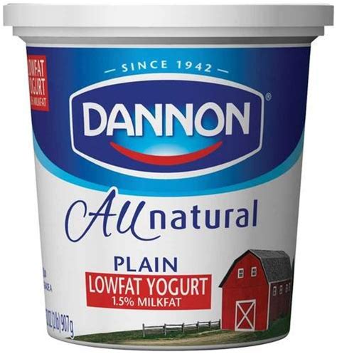 Dannon All Natural Quart Plain Lowfat Yogurt 32 Ounce 6