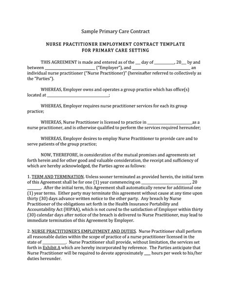 Sample Nurse Practitioner Employment Contract 2020 Fill And Sign