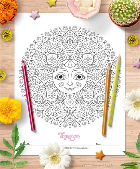 19 Sun Mandala Coloring Pages