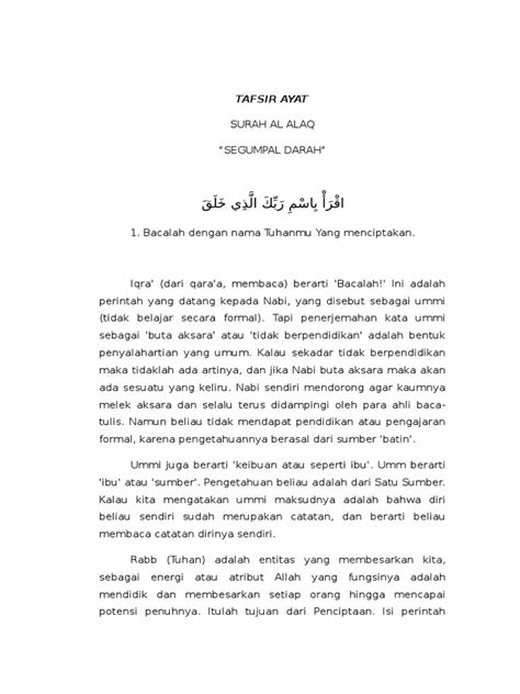 It is composed of 19 ayat (verses or signs), and is traditionally believed to. Kandungan Surah Al-Alaq 1-19