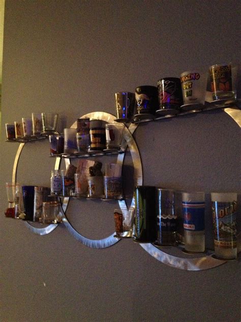 Bottle caddy, shot glass holder, 4 vintage shot glasses, handmade, wooden, caddy. Shot Glass Display / Holder | Shot glasses display, Shot ...