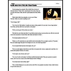 Keith Interviews Mei, the Giant Panda - Reading Comprehension Worksheet