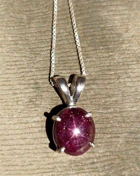 Star Ruby Necklace Carat Sterling Silver Pendant Star Etsy