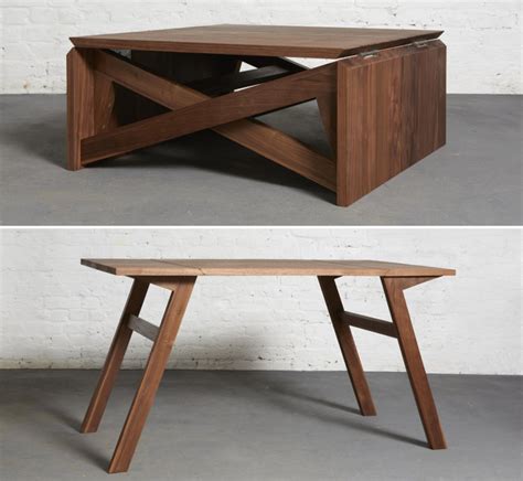 A glass coffee table makes for an elegant, subtle addition to the room, while a coffee table with storage is perfect for creating space for a striking centerpiece. This Coffee Table Turns into a Dining Table in Seconds ...
