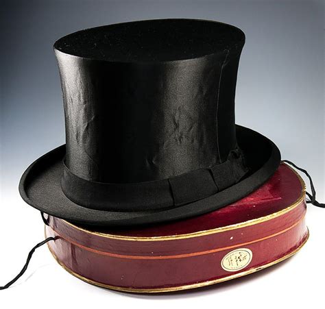 Antique Victorian Edwardian Era Silk Top Hat French In Original