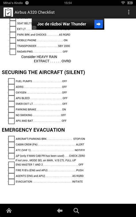 Amazon Com Airbus A320 Checklist Appstore For Android