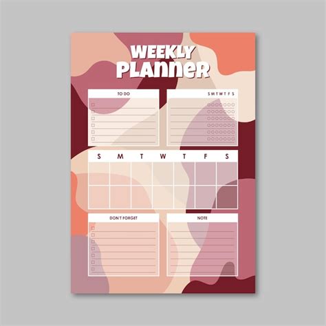 Vector De Plantilla De Planificador Semanal Vector Premium
