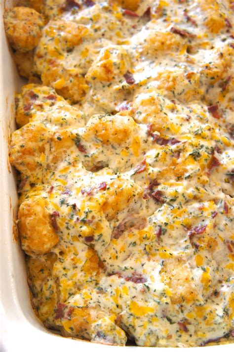 Savory Sweet And Satisfying Cheddar Bacon Ranch Tater Tot Casserole