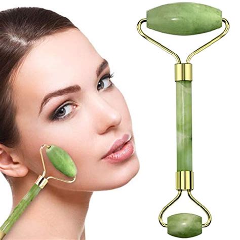 jade roller face massager with natural green authentic himalayan jade stone stones and rocks