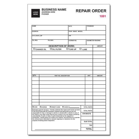 Printable Auto Repair Forms Fill Online Printable Fillable Blank
