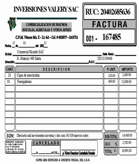 Formato De Factura Para Imprimir Facturas Imagenes De Facturas Imprimir
