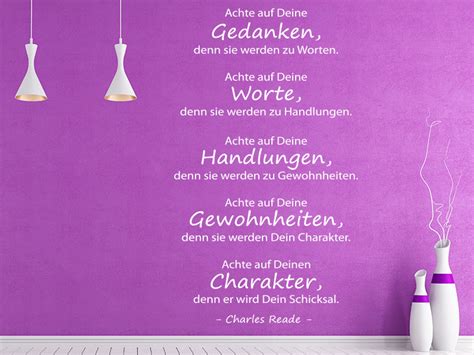 Achte auf deinen charakter, denn er wird dein schicksal. Wandtattoo Achte auf Deine Gedanken... bei Klebeheld.de