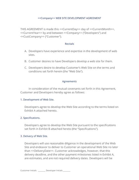 Web Development Contract Client Centered Contract Template