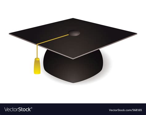 Black Graduation Mortar Board Hat With Gold Trim Vector Image