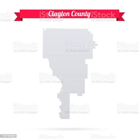 Clayton County Georgia Map On White Background With Red Banner Stock