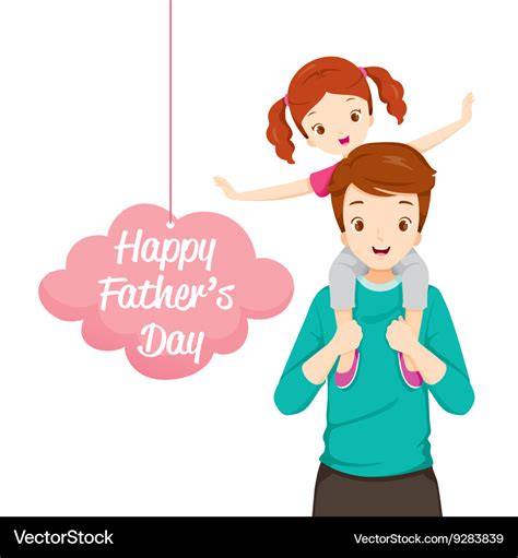 father carrying daughter on his shoulders vector image