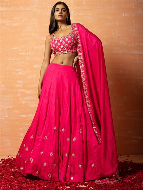 Hot Pink And Gold Lehenga Set Quench A Thirst East Boutique