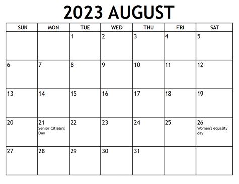 Printable Calendar August 2023 Printable Template Cal