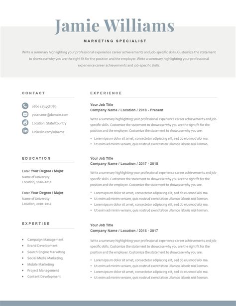free classic microsoft word resume template free download