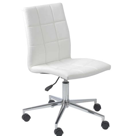 Cyd White Leather Modern Armless Office Task Chair 