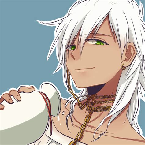His character has dark brown skin and stark white hair. Dark Skin, White Hair, Male, Solo - Zerochan Anime Image Board