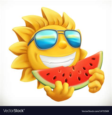 Fun Summer Sun With Watermelon 3d Icon Royalty Free Vector