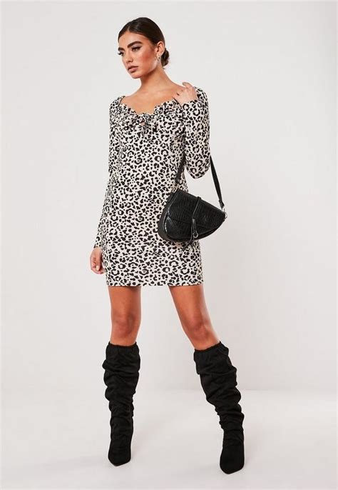 Missguided Brown Leopard Print Milkmaid Bodycon Mini Dress Shopstyle