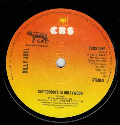 Billy Joel Say Goodbye To Hollywood 1976 Vinyl Discogs