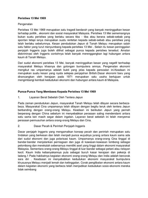 Peristiwa 13 mei hubungan etnik. Peristiwa 13 Mei 1969