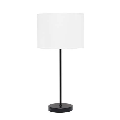 Simple Designs Black Stick Lamp With Fabric Shade White