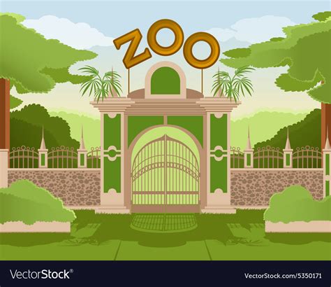 Zoo Entrance Gates Cartoon Poster With Elephant Vector Image