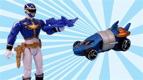 Power Rangers Megaforce Blue Ranger Action Figure And Hot Wheels Zord