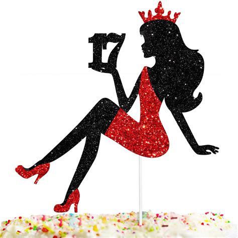 buy sitting girl silhouette cake topper decorations with glamour for lady 17th birthday theme