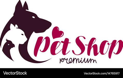 Pet Shop Logo Animals Cat Dog Parrot Icon Vector Image