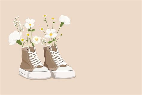 Cute Shoes Background Flower Design Feminine Illustration Vector
