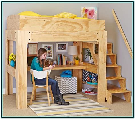 Loft Bed With Desk Plans Free Bedroom Home Decorating Ideas D0wz0olq57