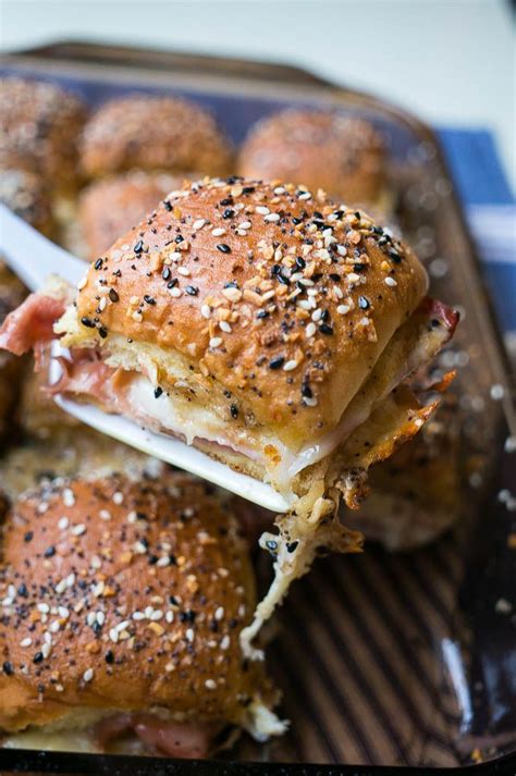My cat only has four teeth and she could eat it. Everything Bagel Ham and Cheese Sliders are perfect for ...