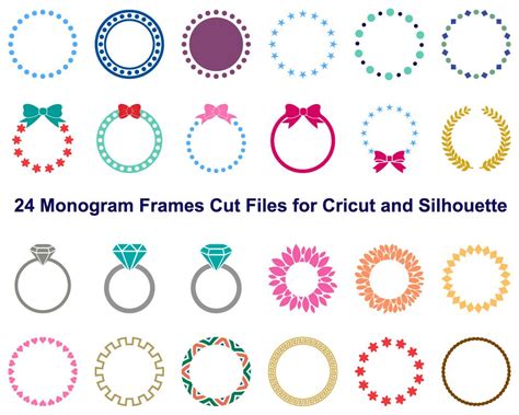 Monogram Frame Svg Cut File Circle Monogram Frames Dfx Cut Etsy